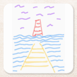 Carré Dessous de verre papier Pier Lighthouse