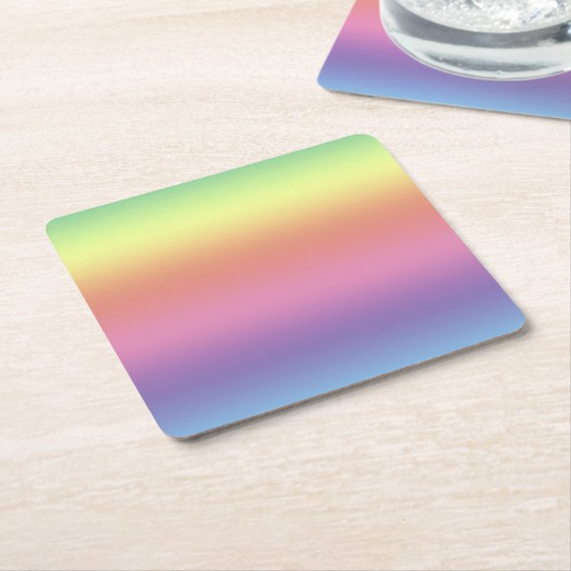 Carré Dessous de verre papier - Rayures arc-en-ciel (Incliné)