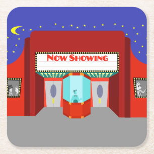 Carré Dessous de verre papier Retro Movie Theater