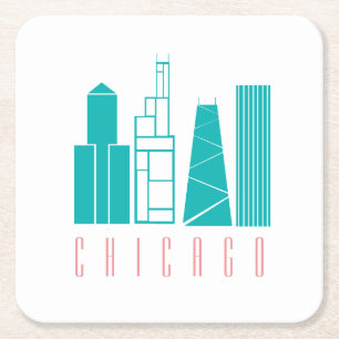 Carré Dessous de verre papier Skyline de Chicago