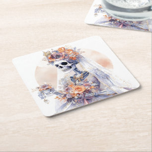 Carré Dessous de verre papier squelette d'Halloween