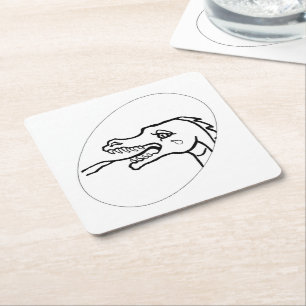 Carré Dessous de verre papier - Tête de dragon à coule