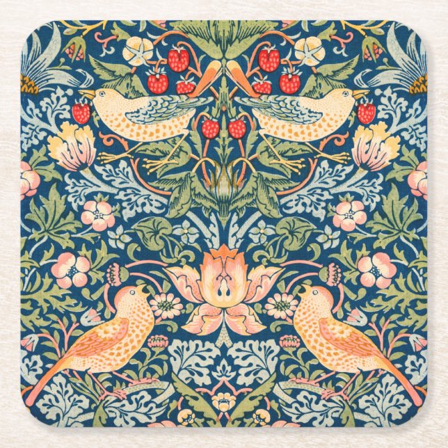 CARRÉ DESSOUS DE VERRE PAPIER : WILLIAM MORRIS, STRAWBER (Devant)