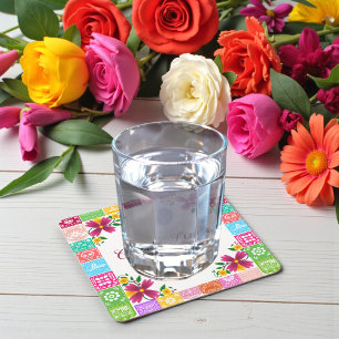 Carré Dessous de verre pour Baby Shower Floral Art Popul