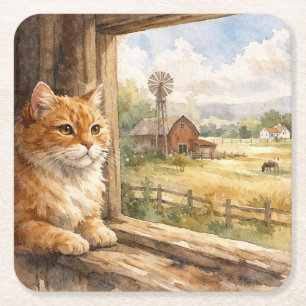 Carré Dessous de verre pour chat de ferme