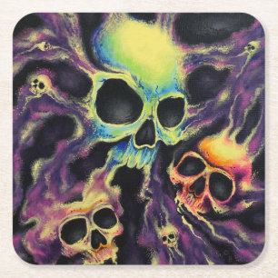 Carré dessous de verre "Psychedelia" de la grappe crâni