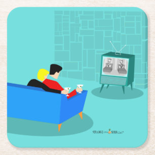 Carré Dessous de verre Retro Gay Couple regarder TV papi