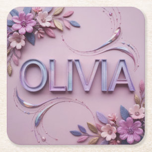 Carré Dessous de verre rose Olivia Fleurs roses