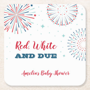 Carré Dessous de verre rouge, blanc et Baby shower dû