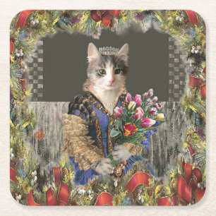 Carré Dessous de verre Royal Princess Cat Christmas Pape