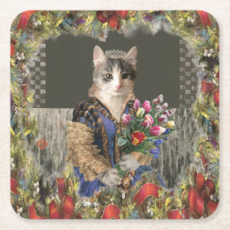 Carré Dessous de verre Royal Princess Cat Christmas Pape