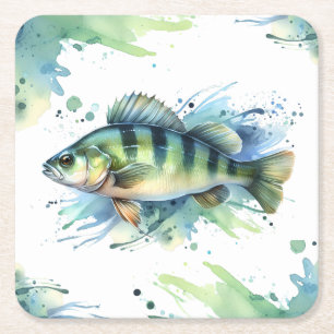 Carré Dessous de verre - Série aquarelle : Perche