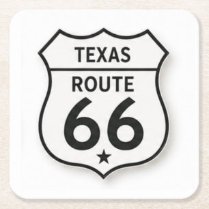 Carré Dessous de verre Texas Route 66 Retro Bouclier Bla