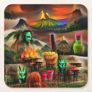 Carré Dessous de verre Tiki Bar