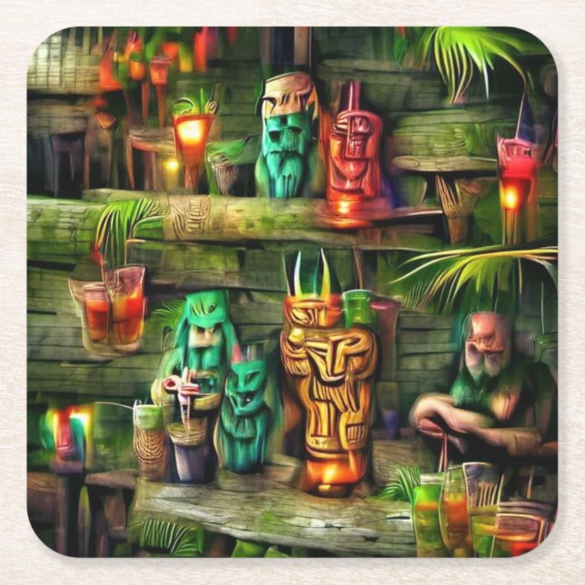 Carré Dessous de verre Tiki Hut (Devant)