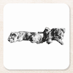 Carré Deux Schnauzers – Dessous de verre pour chien en a