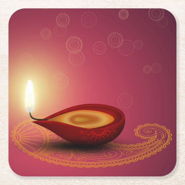 Carré Diwali Diya - Dessous de verre papier (Devant)