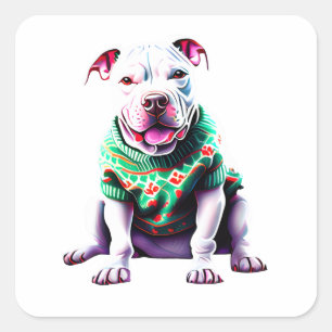 Carré Drôle Taureau dans Sticker Sweater de Noël