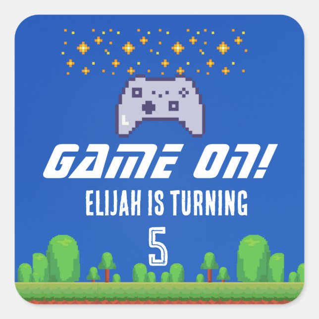 Carré Éditable Vidéo Jeu Anniversaire Sticker - Jeu sur (Devant)