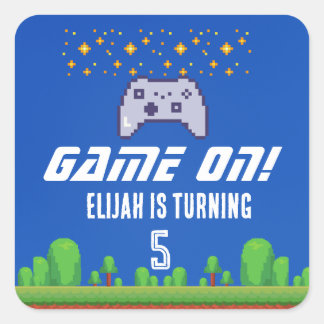 Carré Éditable Vidéo Jeu Anniversaire Sticker - Jeu sur