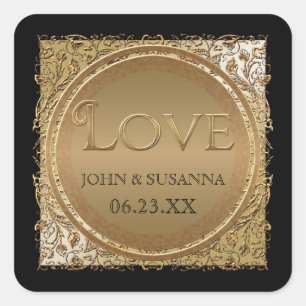 Carré Élégance Cravate noire, Sticker Wedding shower ou 