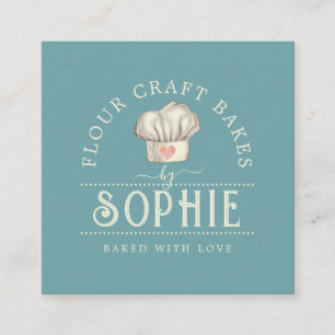 Carré Élégant Baker's Logo Cream Blue Carte de visite