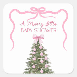 Carré Elegant Bow Christmas Tree Party Sticker