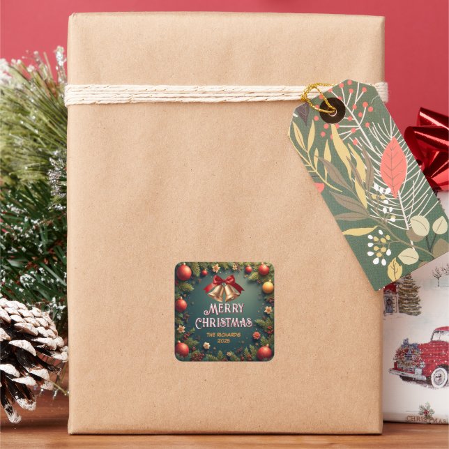 Carré Elegant Christmas Bells Editable Sticker (vacances)