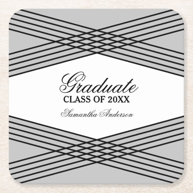 Carré Élégant Dessous de verre de Graduation Déco Grey (Devant)