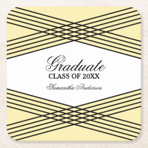 Carré Élégant Dessous de verre de graduation Jaune Déco