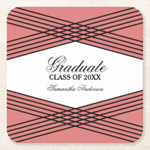 Carré Élégant Dessous de verre de graduation rouge déco
