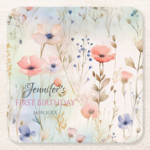 Carré Élégant Dessous de verre Fairy Party Floral