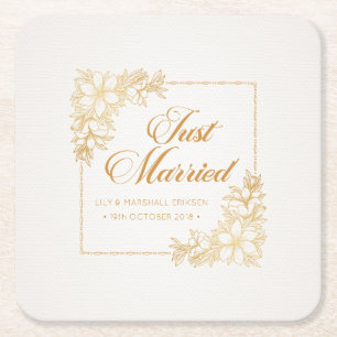Carré Élégant Mariage marié  Dessous de verre papier