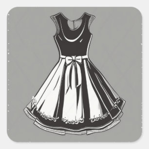 Carré Élégant Petit Sticker Robe Noire