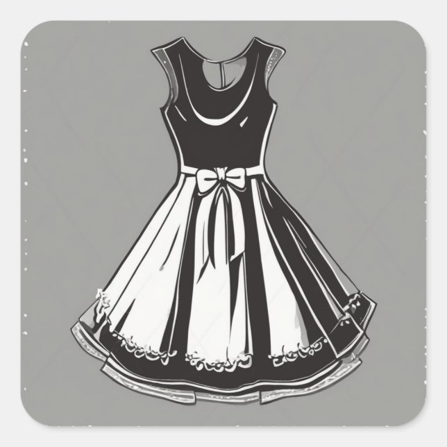 Carré Élégant Petit Sticker Robe Noire (Devant)