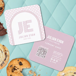 Carré Élégant rétro Dusty Carte de visite de monogramme