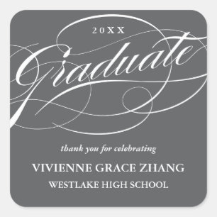 CARRÉ ÉLÉGANT STICKER MERCI GRADUATE SCRIPT