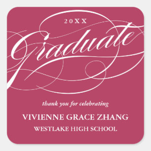 CARRÉ ÉLÉGANT STICKER MERCI GRADUATE SCRIPT