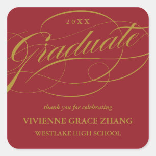 CARRÉ ÉLÉGANT STICKER MERCI GRADUATE SCRIPT