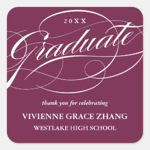 CARRÉ ÉLÉGANT STICKER MERCI GRADUATE SCRIPT