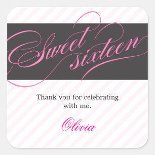 Carré Élégant Sweet sixteen de script Favoriser Sticker