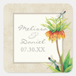 Carré Élégante Fritillaria n Dragonfly Favoriser Sticker