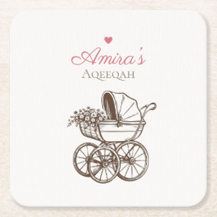 Carré Élégants Dessous de Verre Aqiqah Rose Ancien Landa