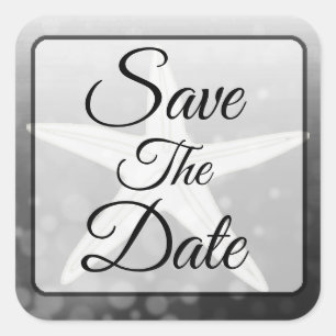 Carré Enregistrer la date Sticker Mariage Black Starfish