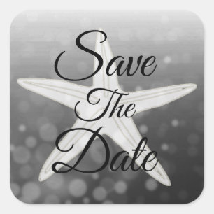 Carré Enregistrer la date Sticker Mariage Black Starfish