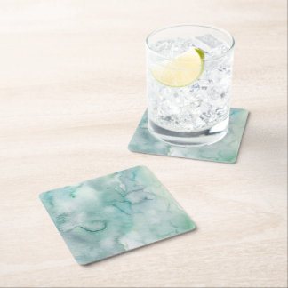 Carré Ensemble de dessous de verre aquarelle bleu doux