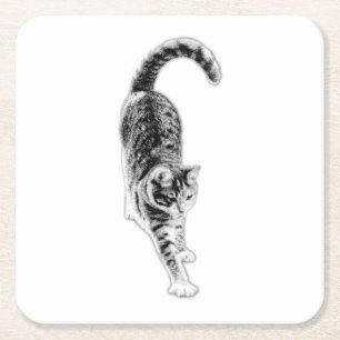 Carré Ensemble de Dessous de verre de chats étants paisi