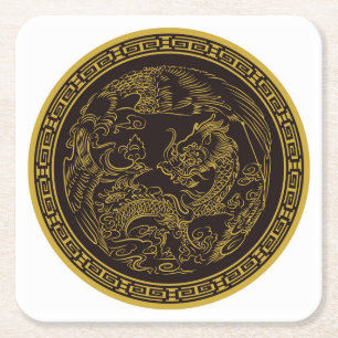 Carré Ensemble de Dessous de verre dragon chinois très a