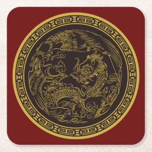 Carré Ensemble de Dessous de verre dragon chinois très a