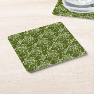 Carré Ensemble de Dessous de verre verts Rose-12-Olive e